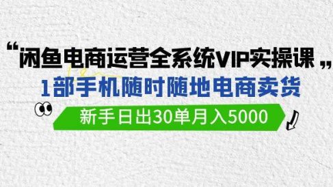 闲鱼电商运营全系统VIP实战课，1部手机随时随地卖货，新手日出30单月入5000