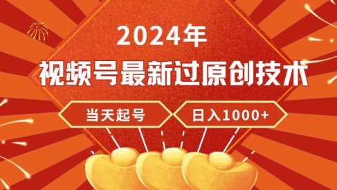 2024年视频号最新过原创技术，当天起号，收入稳定，日入1000+