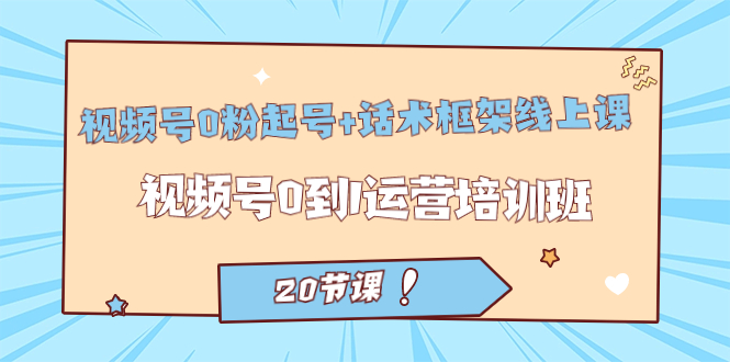 视频号·0粉起号 话术框架线上课:视频号0到1运营培训班(20节课)