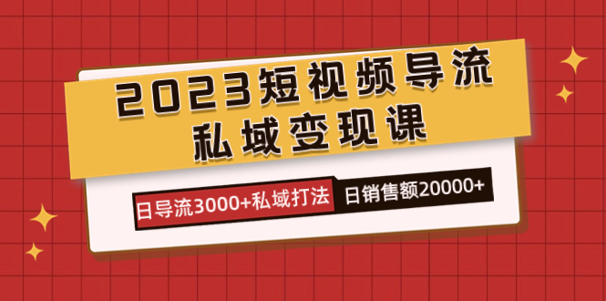 2023短视频导流·私域变现课,日导流3000 私域打法 日销售额2w