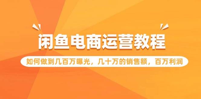 闲鱼电商运营教程:如何做到几百万曝光,几十万的销售额,百万利润