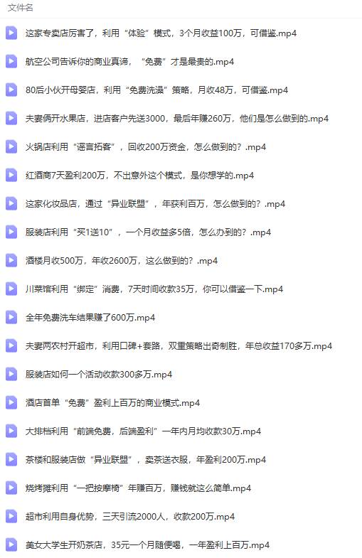 真实有效391套商业模式,年入几十到几百万案例解析(电子书+视频+图文)