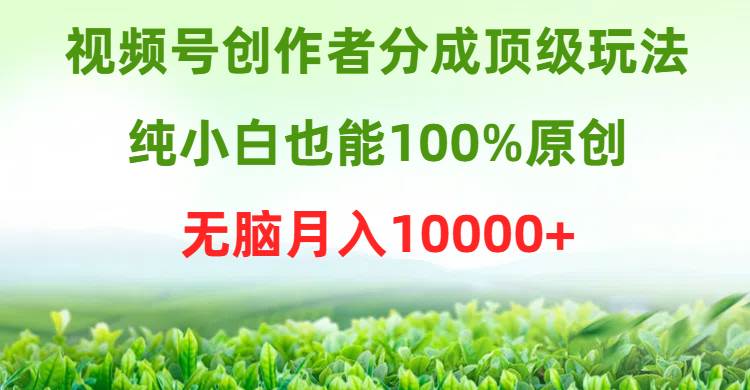 视频号创作者分成顶级玩法,纯小白也能100%原创,无脑月入10000+
